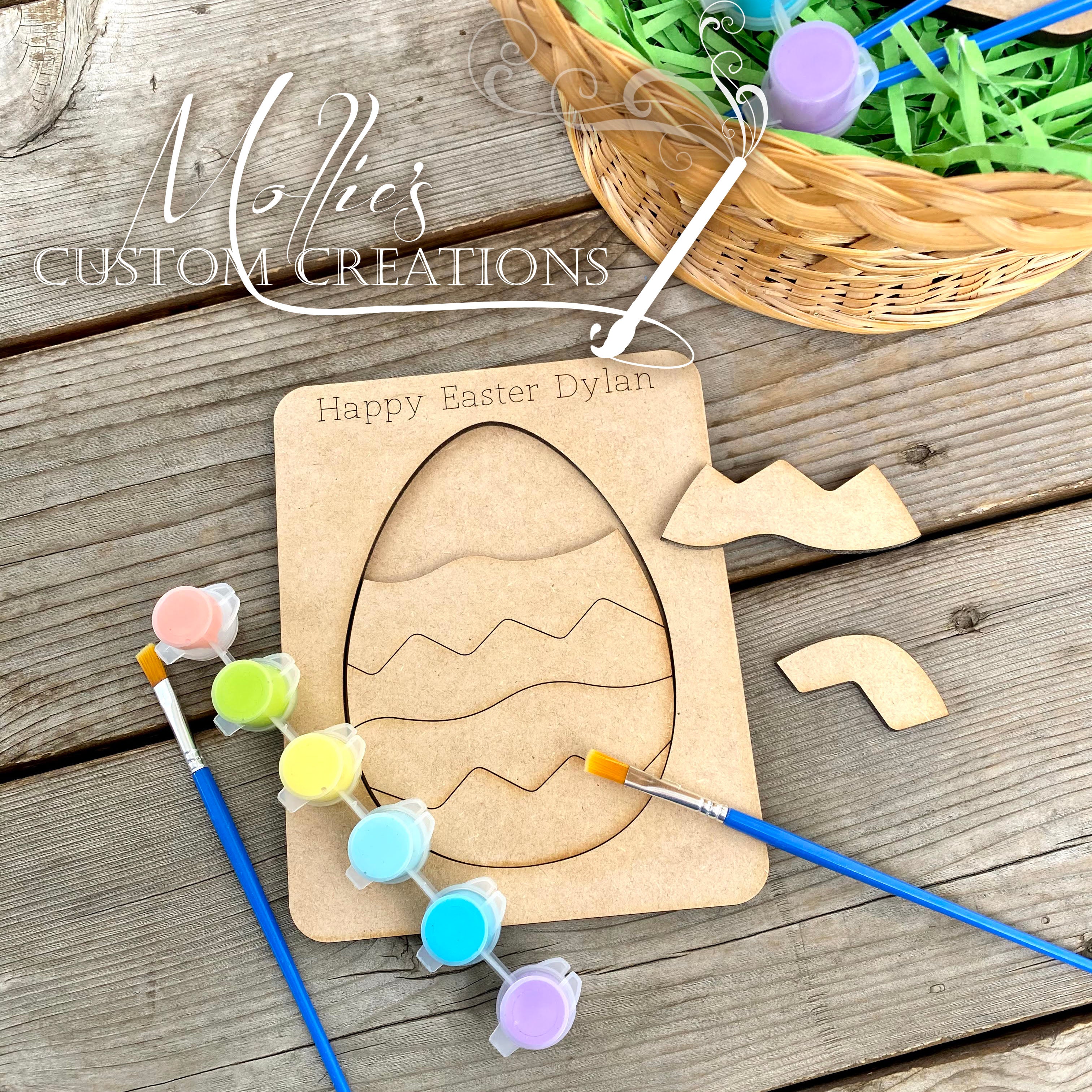 Easter Egg Puzzle DIY Paint Kit, Personalized | Easter Basket Filler Idea |  Kids Art Craft Project | Custom Easter Gift