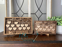 Load image into Gallery viewer, Hanging Hearts Family Tree Sign | Mother&#39;s Day Sign | Grandparent&#39;s Day Gift | Layered Family Sign
