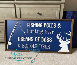 Fishing Poles & Hunting Gear Nursery Sign | Bedroom Décor | Custom Wood Sign | New Baby Gift | Deer
