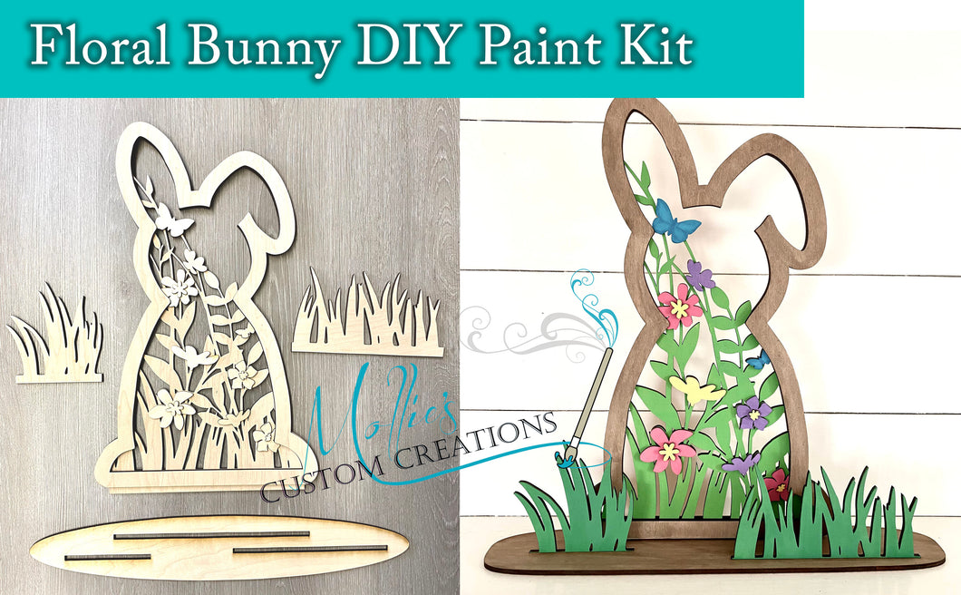 Floral Bunny DIY Paint Kit | Spring Décor | Easter Décor | Large Display | Art Project