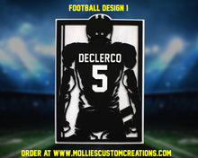 Load image into Gallery viewer, Custom Football Player Sign, Personalized Plaque, Sports Photo Frame
