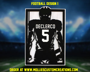Custom Football Player Sign, Personalized Plaque, Sports Photo Frame