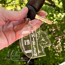 Load image into Gallery viewer, Football Ornament, Keychain, Bag Tag, Windshield Charm, Personalized
