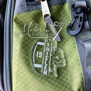 Football Ornament, Keychain, Bag Tag, Windshield Charm, Personalized