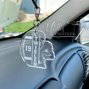 Football Ornament, Keychain, Bag Tag, Windshield Charm, Personalized