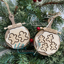 Load image into Gallery viewer, Gingerbread Cookie Dough Family Christmas Ornament, Personalized with Names on Cutting Board with Custom Rolling Pin | 1-10 names
