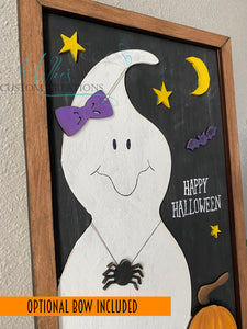 Happy Halloween Ghost Sign DIY PAINT KIT | Halloween Décor | DIY Wood Craft Kit | Kids Art Project