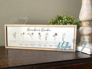 Grandkids Name and Birthdate Sign | Birth Flower Family Sign, personalized, 6-20 names | Grandma's Garden, grandchildren | Mom's Garden