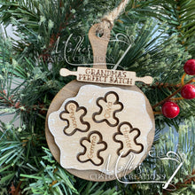 Load image into Gallery viewer, Gingerbread Cookie Dough Family Christmas Ornament, Personalized with Names on Cutting Board with Custom Rolling Pin | 1-10 names
