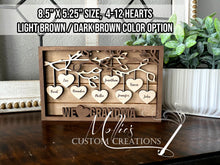 Load image into Gallery viewer, Hanging Hearts Family Tree Sign | Mother&#39;s Day Sign | Grandparent&#39;s Day Gift | Layered Family Sign
