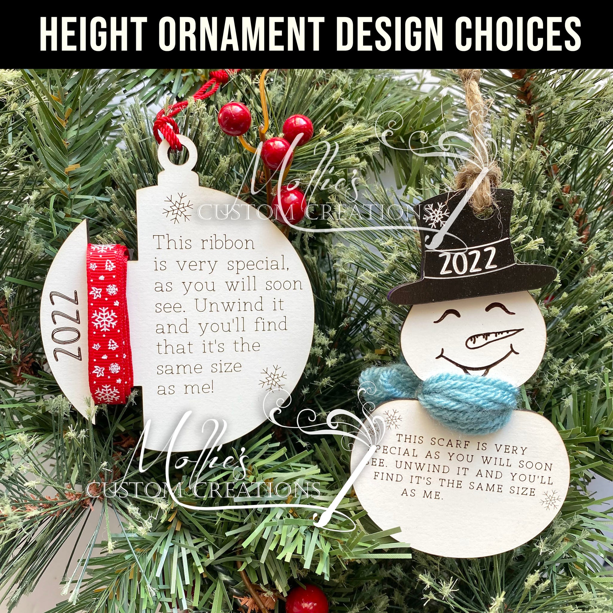 Height Ribbon Ornament Keepsake Tag - First Grade Version