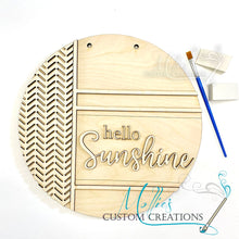 Load image into Gallery viewer, Hello Sunshine Boho Style Door Hanger | DIY Paint Kit Round Wood Sign Décor
