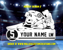 Load image into Gallery viewer, Custom Hockey Player Sign, Personalized Plaque, Sports Photo Frame
