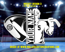 Load image into Gallery viewer, Custom Hockey Player Sign, Personalized Plaque, Sports Photo Frame
