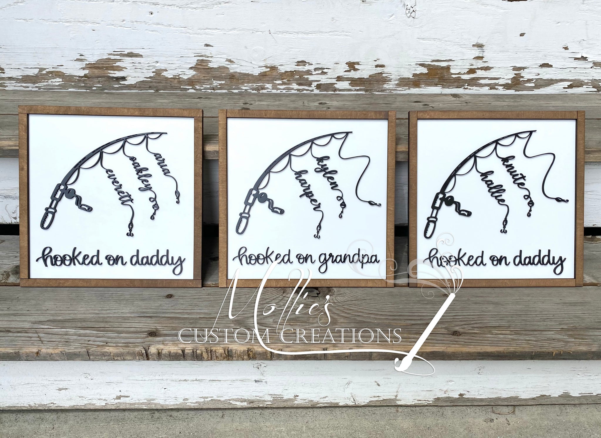 Hooked on Daddy, Grandpa Personalized Sign, Father's Day Gift