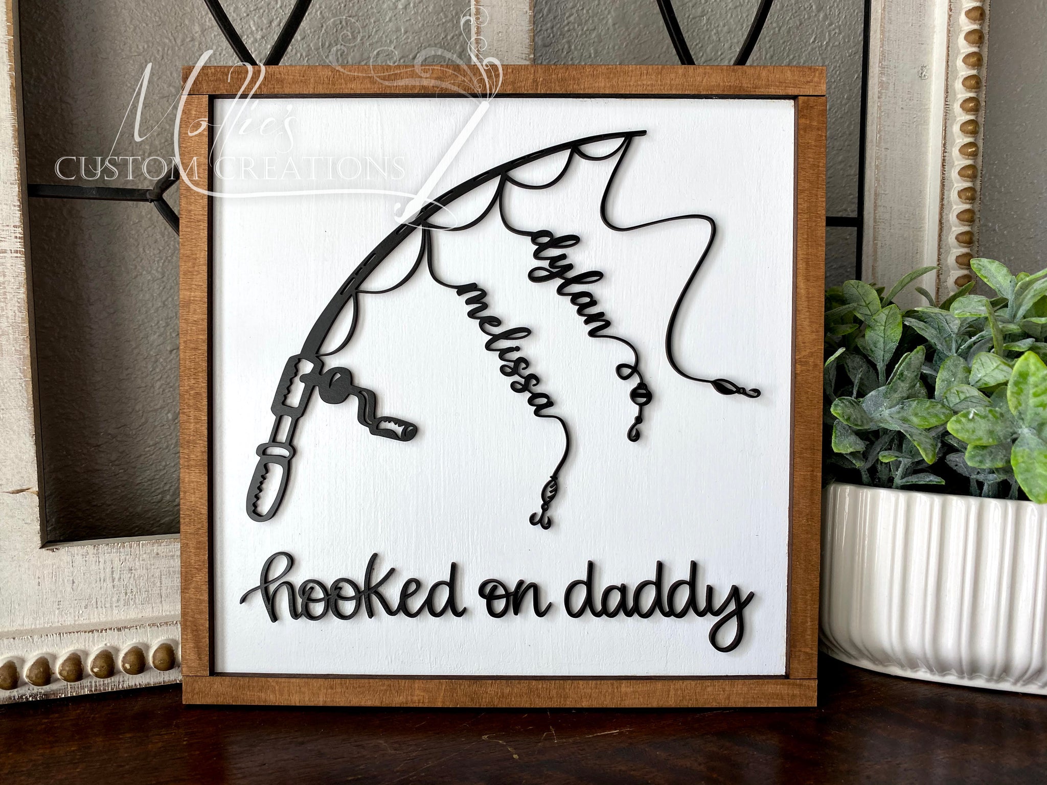 Hooked on Dad Sign-We're hooked on daddy frame-hooked on grandpa