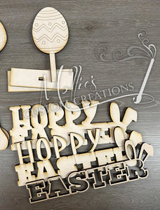 Hoppy Easter DIY Paint Kit | DIY Craft Kit | Art Project | Shelf sitter | Easter Egg on stick