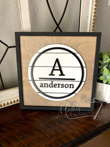Modern Farmhouse Family Name Monogram | Last Name Sign | Personalized Home Décor Gift