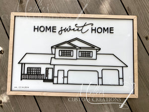 Hand Drawn House Sketch Sign | Home Closing Gift | Personalized