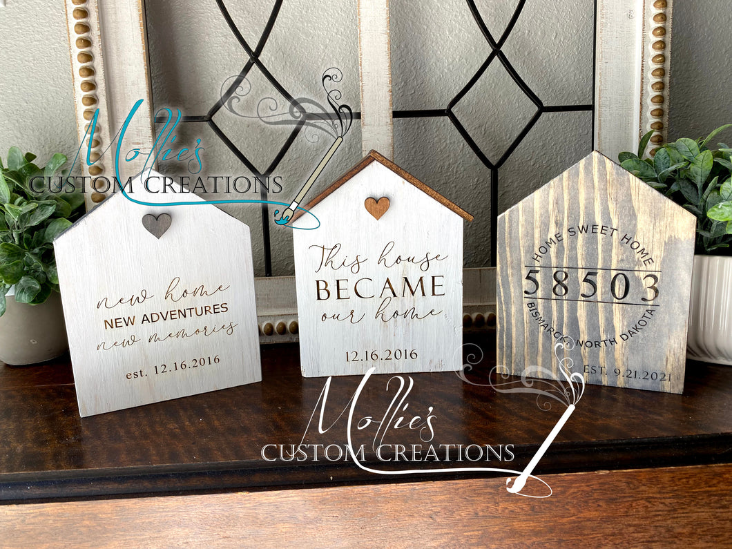 Wood Block House Home Décor accent personalized | New Home Gift | Customized Farmhouse décor