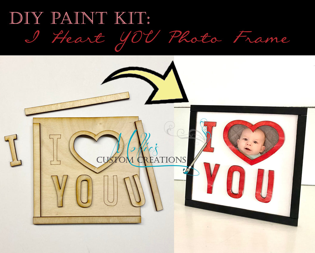 'I Heart YOU' Photo Frame Paint Kit | I Love You | Home Décor | Kids Craft Project Gift