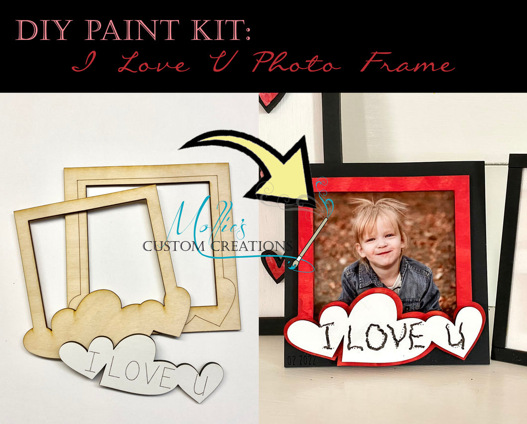 'I Love U' Photo Frame Paint Kit | Home Décor | Kids Craft Project Gift