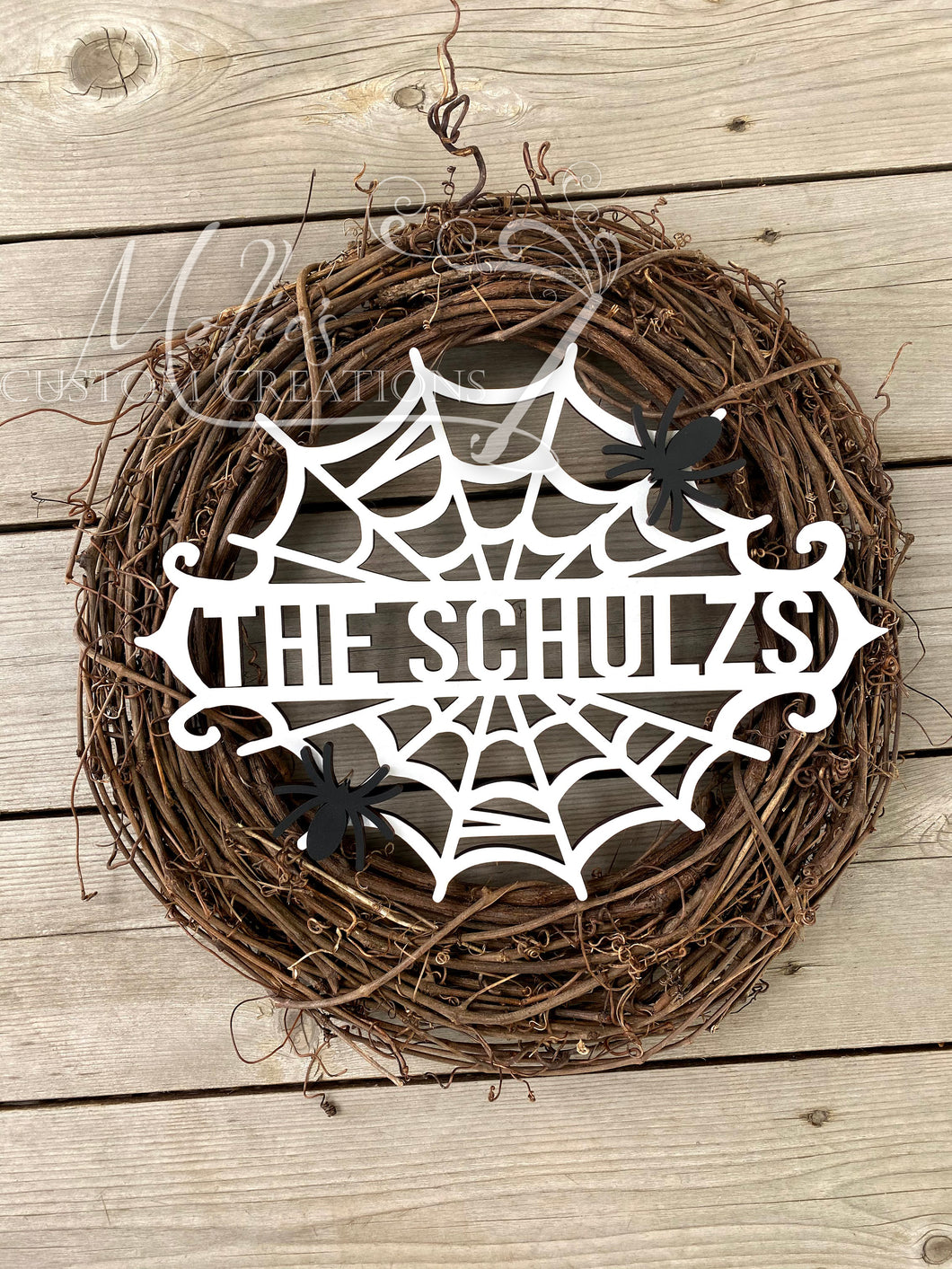 Spiderweb Monogram Personalized with Family Name | Fall Décor | Halloween Décor | Wreath Embellishment