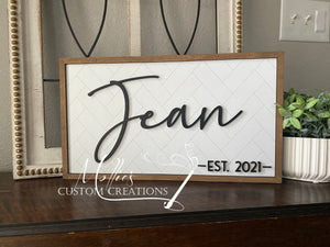 Last Name & Est. Date Sign | Family Name With Wedding Established Date