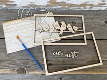 Load image into Gallery viewer, Bird Family Sign DIY Paint Kit, Personalized with Names | Custom Gift | Our Family | Our Nest | Birds on a Wire
