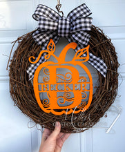 Load image into Gallery viewer, Pumpkin Monogram, Family Name, Fall Décor | Wreath Embellishment
