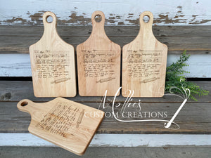 Custom Handwritten Recipe Cutting Board | Engraved Family Recipe | Personalized Gift