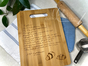 Custom Handwritten Recipe Cutting Board | Engraved Family Recipe | Personalized Gift