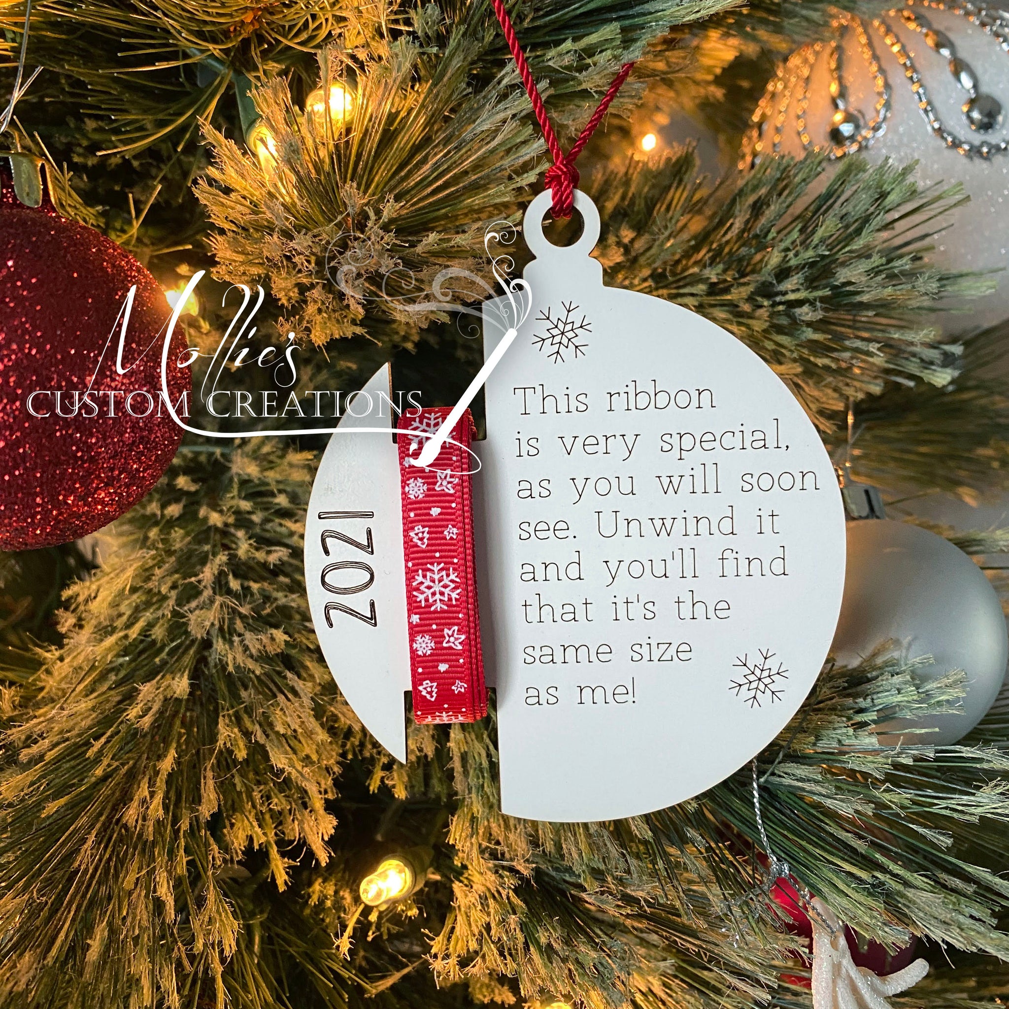 Personalized Ribbon Height Ornament, SNOWMAN  Wooden Christmas orname –  Mollie's Custom Creations