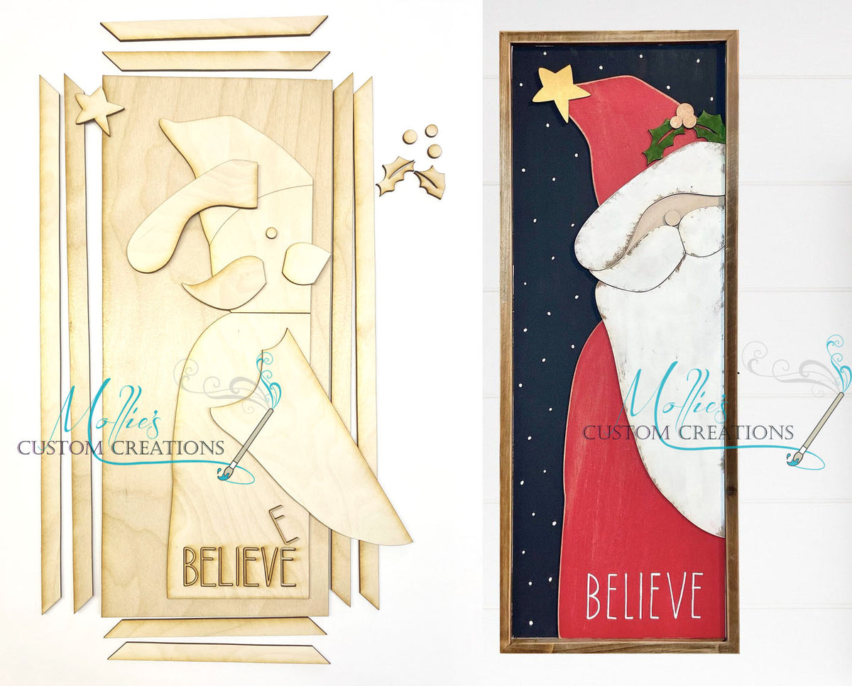 Santa Believe Christmas Sign DIY Paint Kit Craft Kit DIY Winter Dé