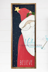 Santa Believe Christmas Sign DIY Paint Kit | Craft Kit | DIY Winter Décor | Cute Peeking Santa