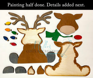 Sitting Reindeer Shelf Sitter DIY Paint Kit | Craft Kit | DIY Christmas Décor