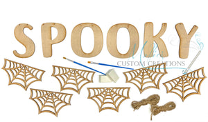 DIY Paint Kit: Spooky Spiderweb Garland Banner Décor | Halloween Kids Craft Project | web