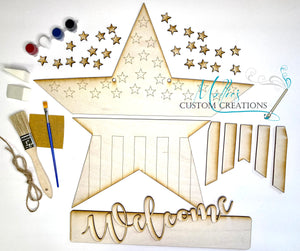 Star Welcome Door Hanger DIY Kit | Kids Craft Kit | Patriotic Décor | 4th of July | American Flag