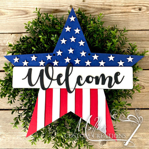 Star Welcome Door Hanger DIY Kit | Kids Craft Kit | Patriotic Décor | 4th of July | American Flag