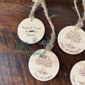 Tree of Family, personalized wood charms