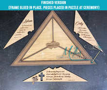 Load image into Gallery viewer, Unity Puzzle for Wedding Ceremony | Personalized | Triangle with 2 Hearts and Cross
